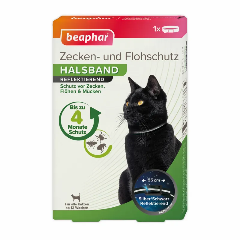 Knallerangebot beaphar Zecken- und Floh Halsband reflektierend Katze 35 cm